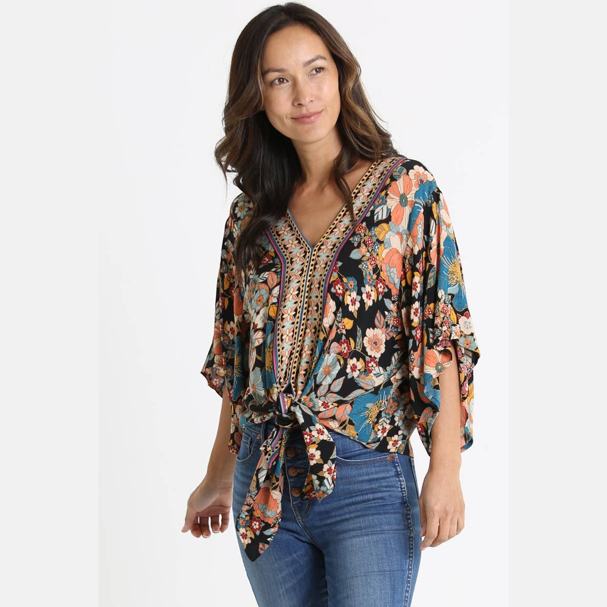 Flower Party Tie Up Blouse