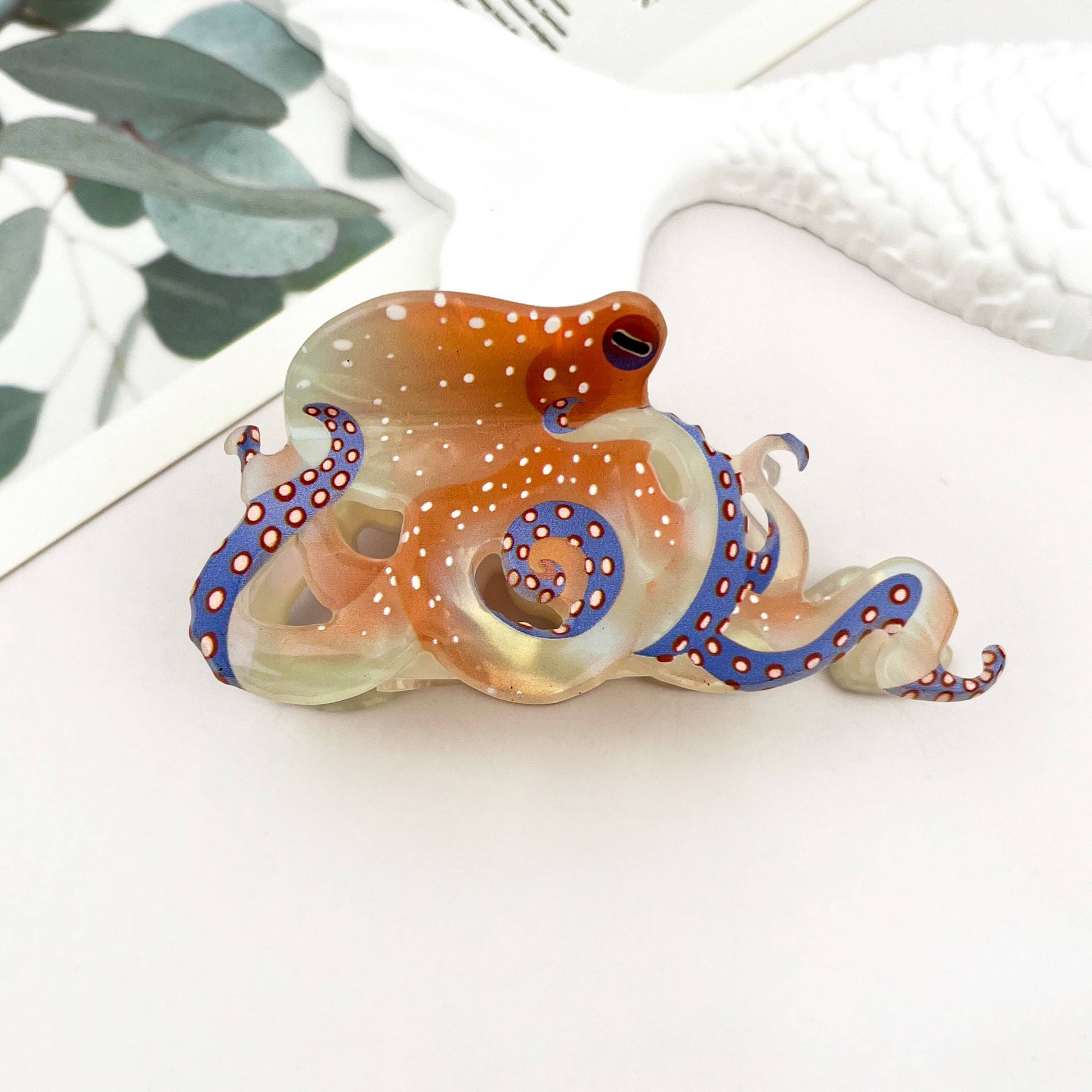 Blue Ring Octopus Hair Claw Clip, Ocean-Inspired Hair Clip - The Feral Market