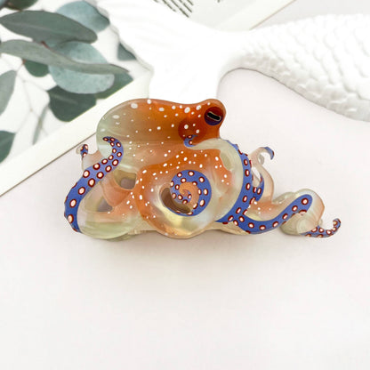 Blue Ring Octopus Hair Claw Clip, Ocean-Inspired Hair Clip - The Feral Market
