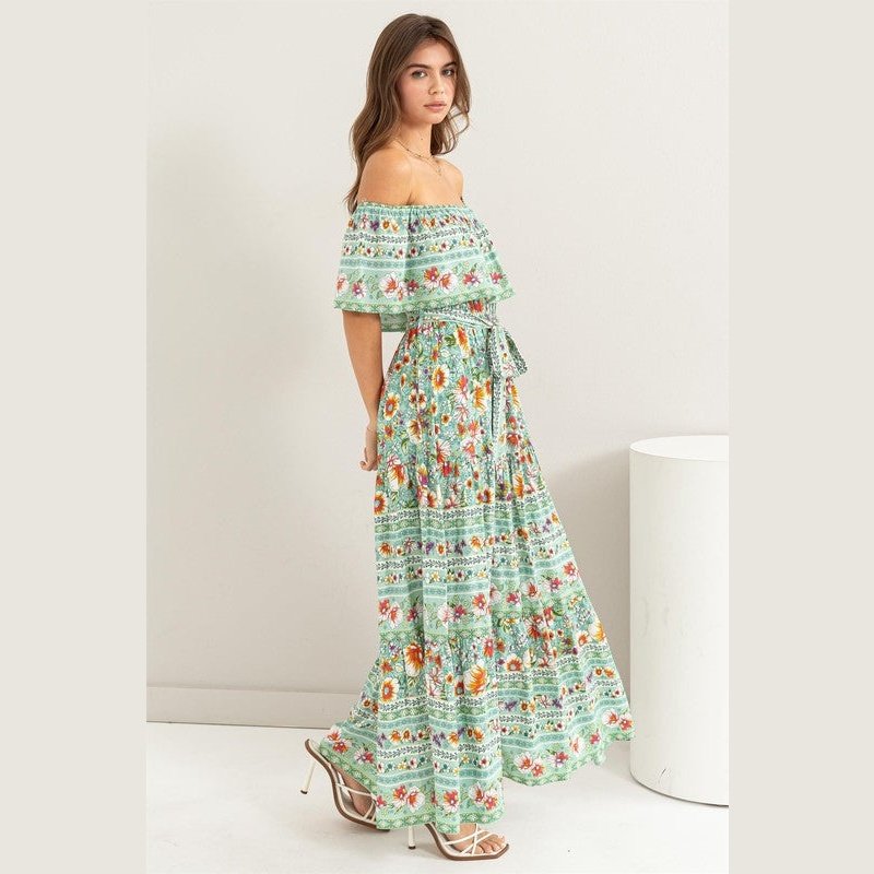 Julia Springtime Floral Off Shoulder Dress