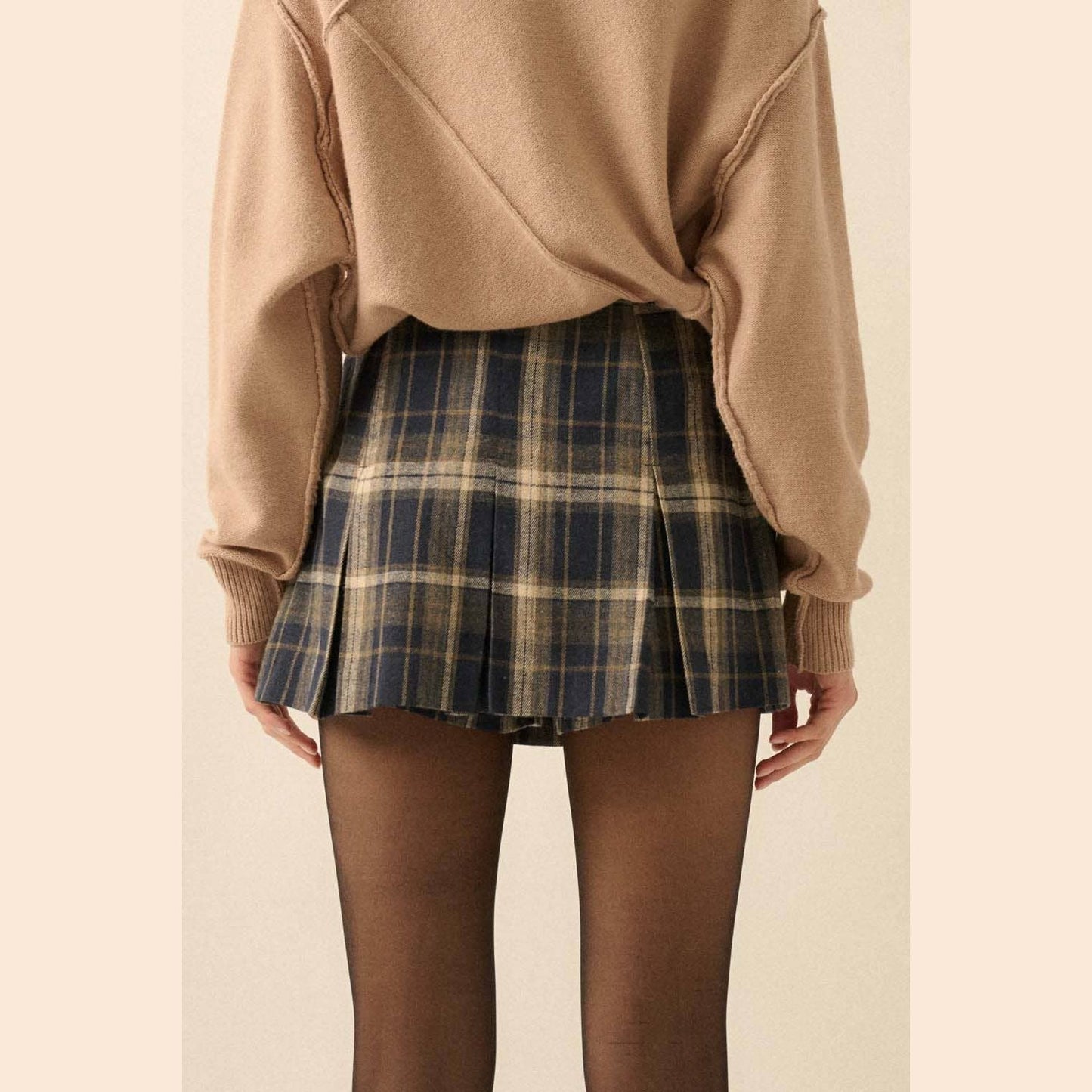 Plaid Flannel Pleated Mini Skort