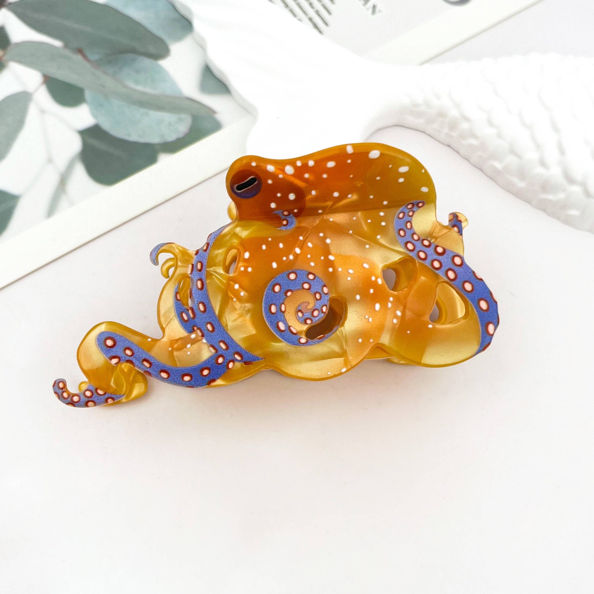 Blue Ring Octopus Hair Claw Clip, Ocean-Inspired Hair Clip - The Feral Market
