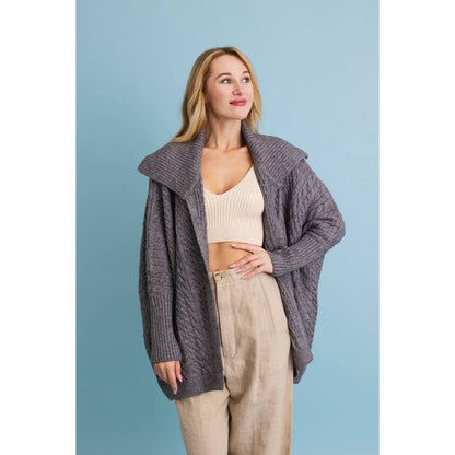 Chunky Cable Knit Oversized Poncho Cardigan