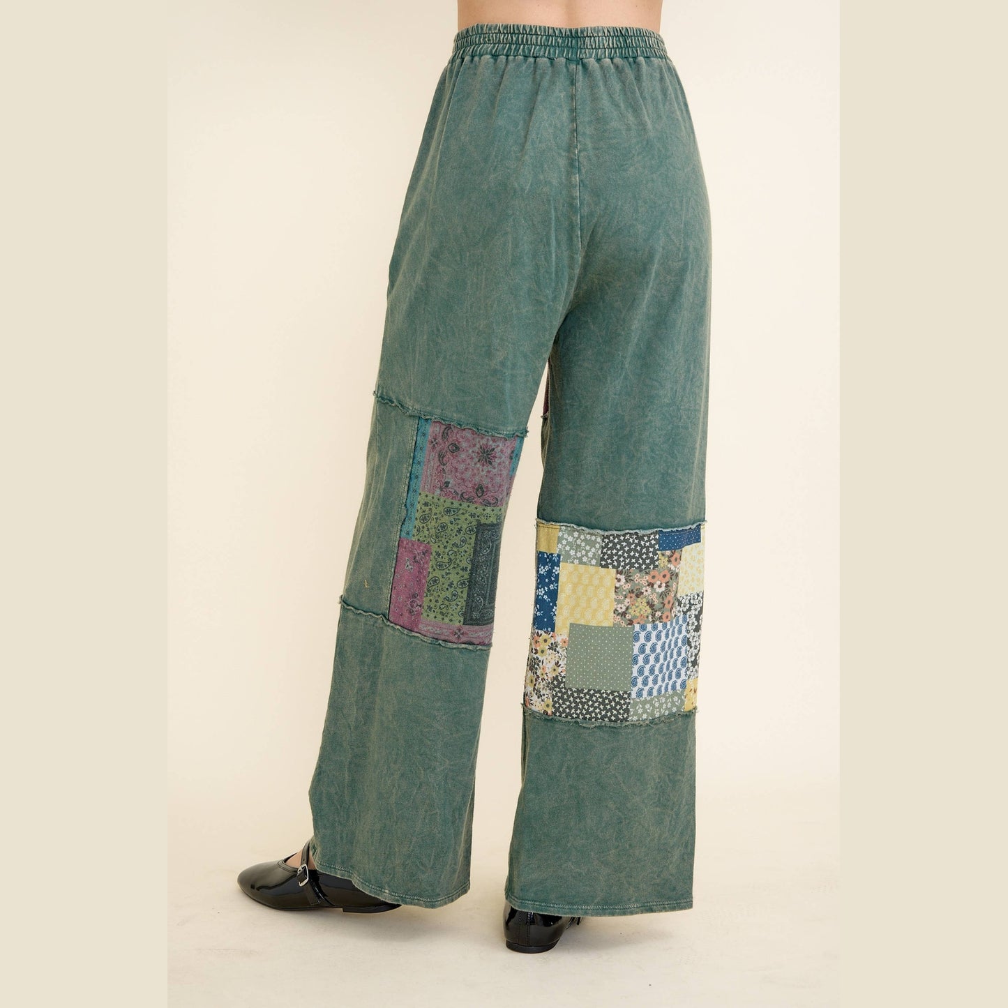 Mineral Washed Boho Block Patch Pants