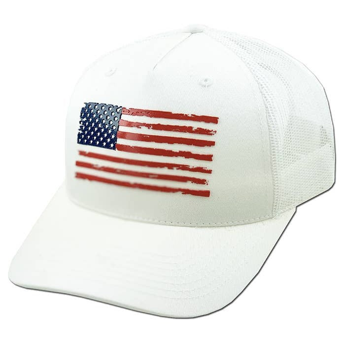 Flag Flat Uv Print Mesh Back American Flag Baseball Cap