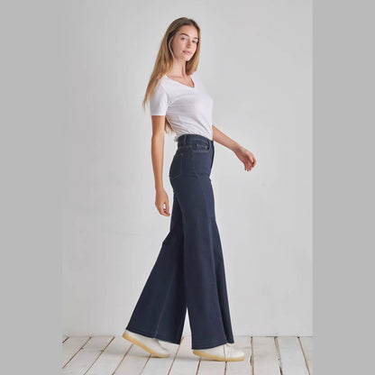 Vespera Front Seam Wide Leg Denim Jeans