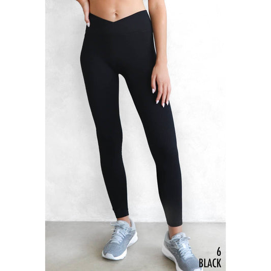 Ribbed Crossover Waistband Leggings