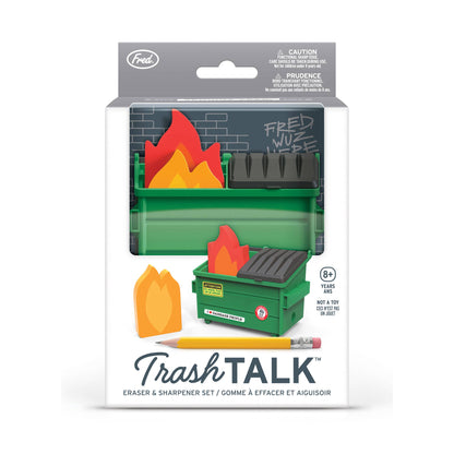 TRASH TALK Dumpster Fire Sharpener and Flame Erasers