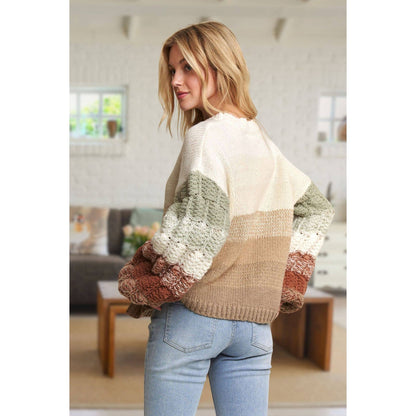 Rainbow Puff Sleeve Sweater