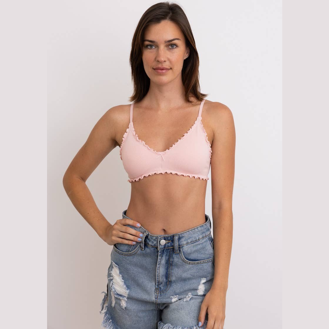 Seamless Lettuce Edge Bow Tie Triangle Bralette