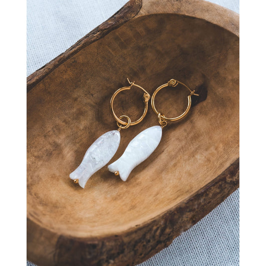 La Pesca Bella Gemstone Charm Hoop Earrings