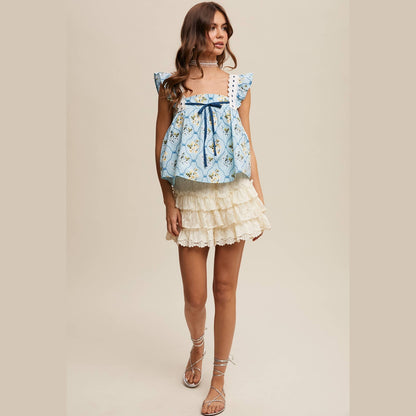 Floral Smocked Babydoll Top