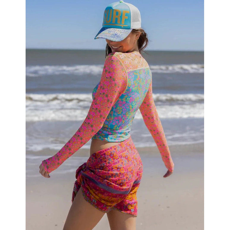 Printed Cotton Sarong - Magenta Borders