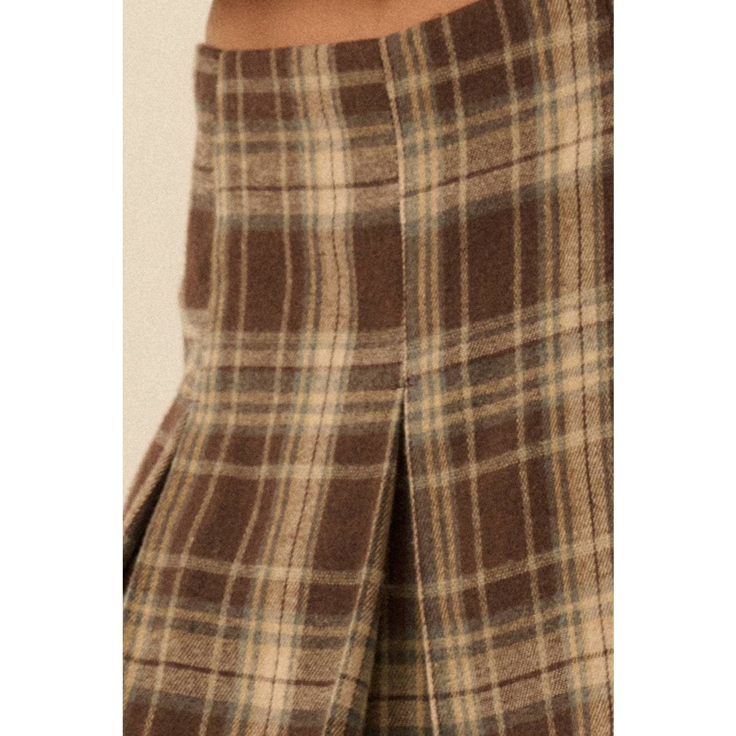 Plaid Flannel Pleated Mini Skort