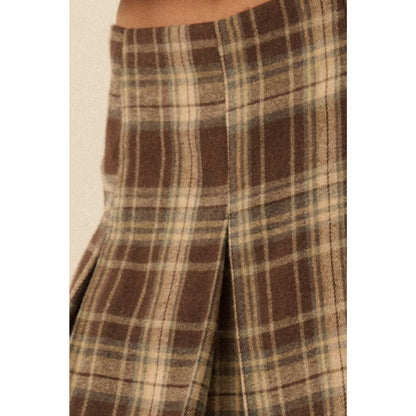 Plaid Flannel Pleated Mini Skort