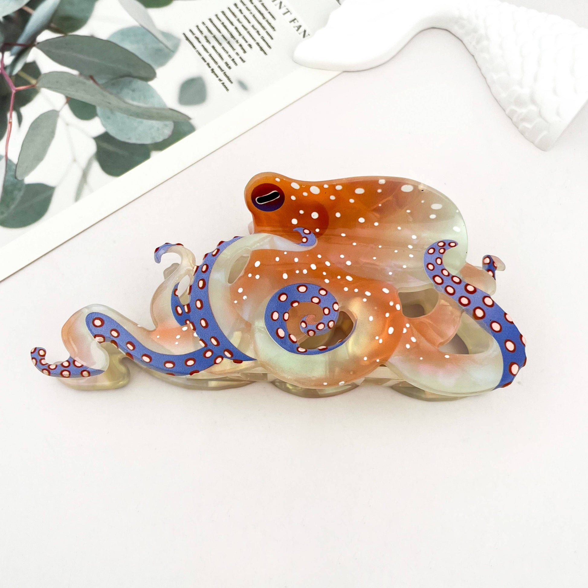 Blue Ring Octopus Hair Claw Clip, Ocean-Inspired Hair Clip - The Feral Market