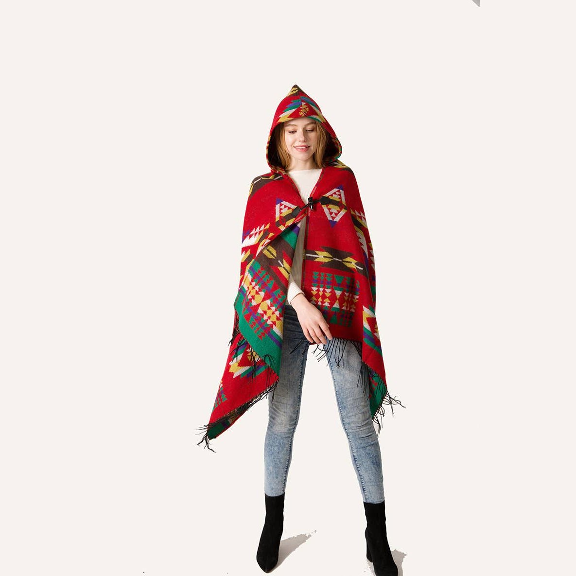 Aztec Print Hooded Wrap