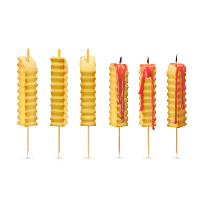 HOT AND CRISPY French Fry Candles, Melts Red Wax - Set of 6