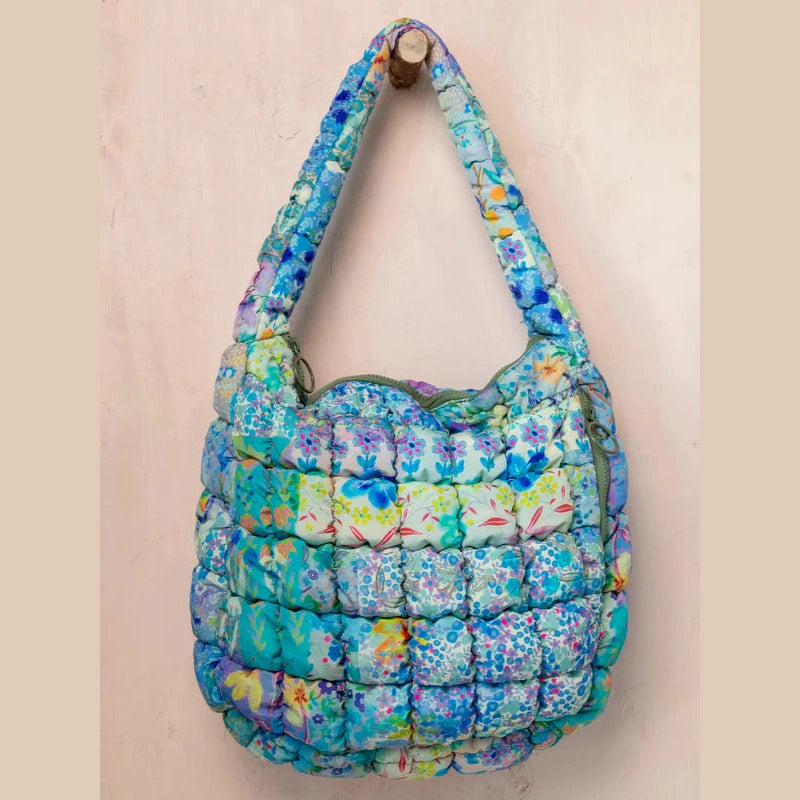 Puffy Fit-It-All Bag - Blue Watercolor Patchwork