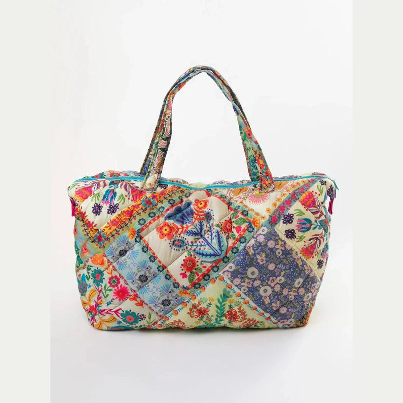 Puffy Weekender Bag - Mandala Folk Patchwork - Thumbnail 2