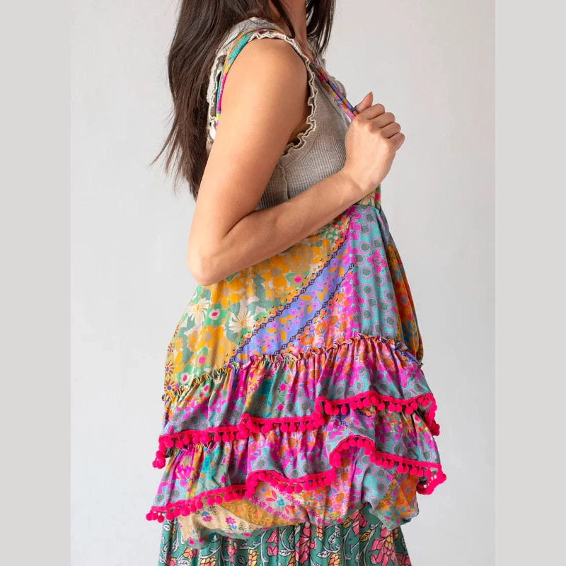 Ruffle Tote Bag - Multi Patchwork