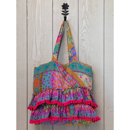 Ruffle Tote Bag - Multi Patchwork