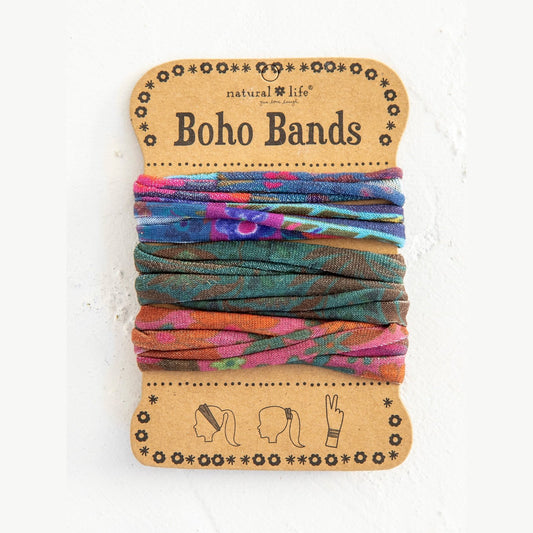 Boho Bands Hair Ties, Set of 3 - Navy Green Pink