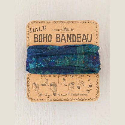 Half Boho Bandeau® Headband - Indigo Patchwork