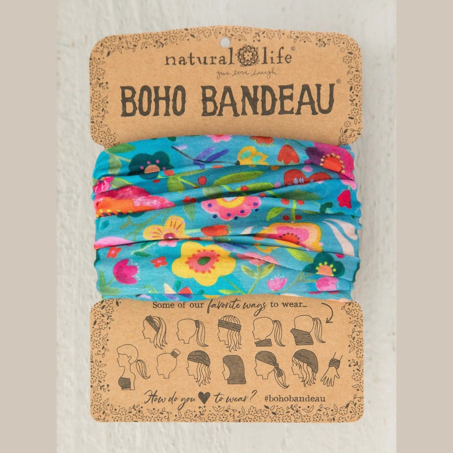 Full Boho Bandeau® Headband - Teal Folk Flower