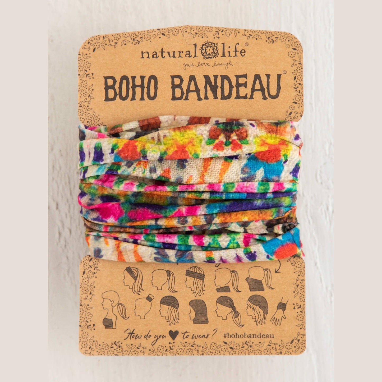 Full Boho Bandeau® Headband - Fuchsia Marigold Tie-Dye