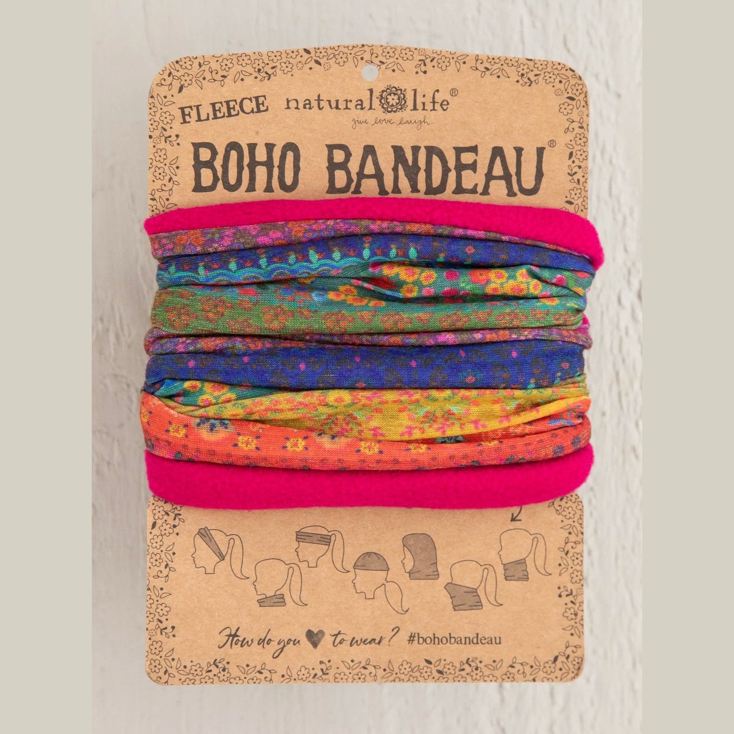 Fleece Boho Bandeau® Headband - Rainbow Border