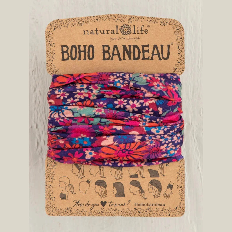 Full Boho Bandeau® Headband - Summer Daisies Burgundy