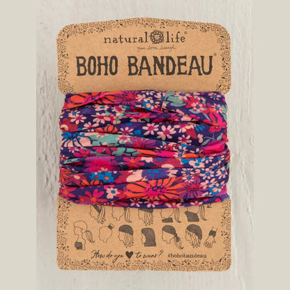Full Boho Bandeau® Headband - Summer Daisies Burgundy