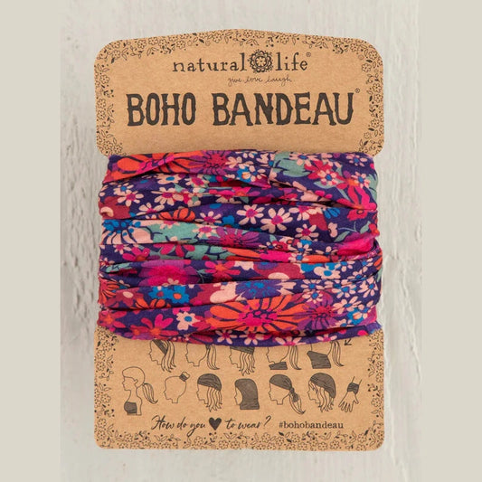 Full Boho Bandeau® Headband - Summer Daisies Burgundy