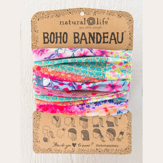 Full Boho Bandeau® Headband - Pink Watercolor Patchwork