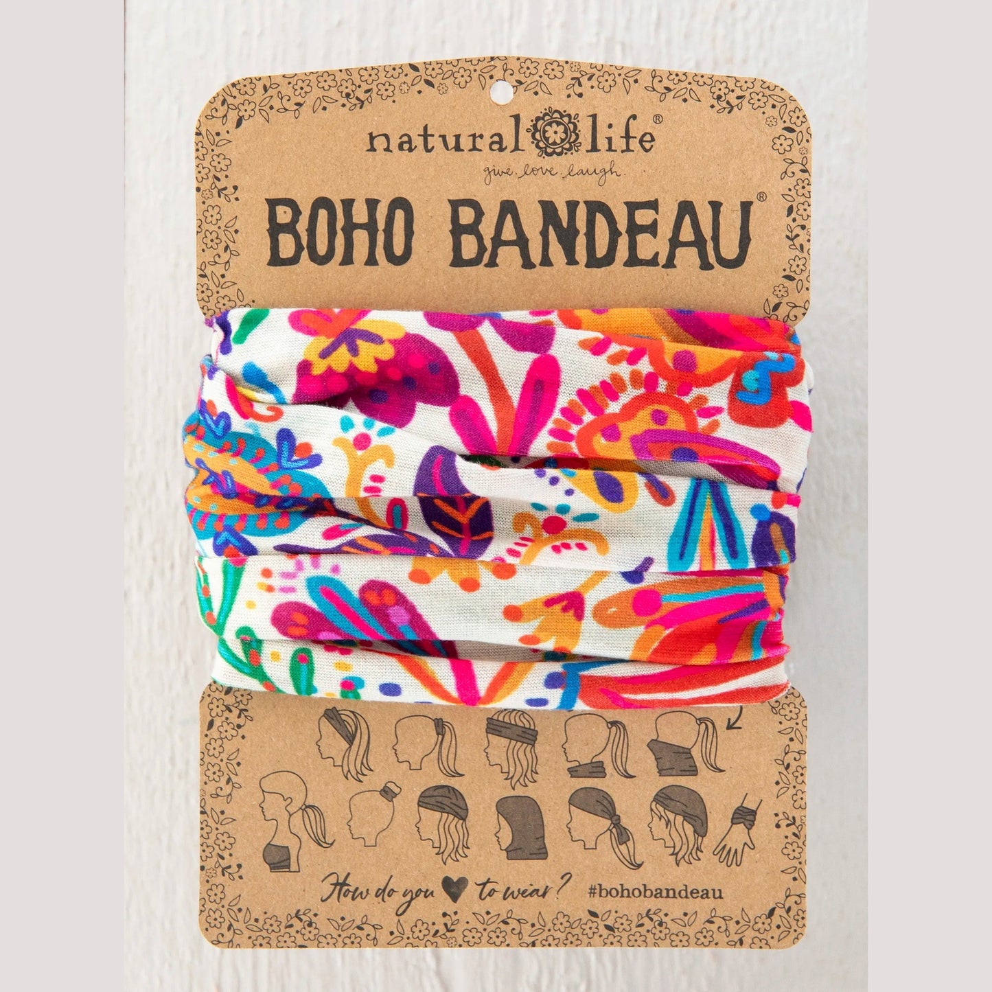 Full Boho Bandeau® Headband - Rainbow Cream Floral