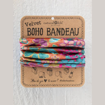 Velvet Boho Bandeau® Headband - 70s Striped Plum - The Feral Market