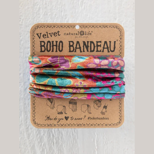 Velvet Boho Bandeau® Headband - 70s Striped Plum
