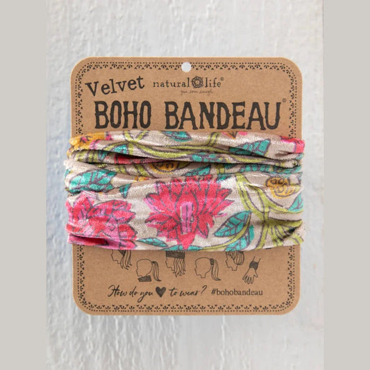 Velvet Boho Bandeau® Headband - Multicolored Lush Zinnias