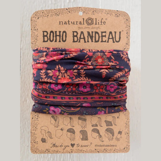 Full Boho Bandeau® Headband - Indigo Willow Medallion