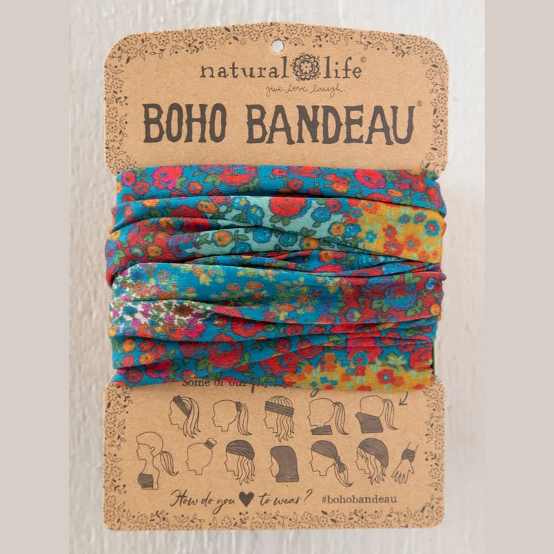 Full Boho Bandeau® Headband - Prairie Patchwork Navy