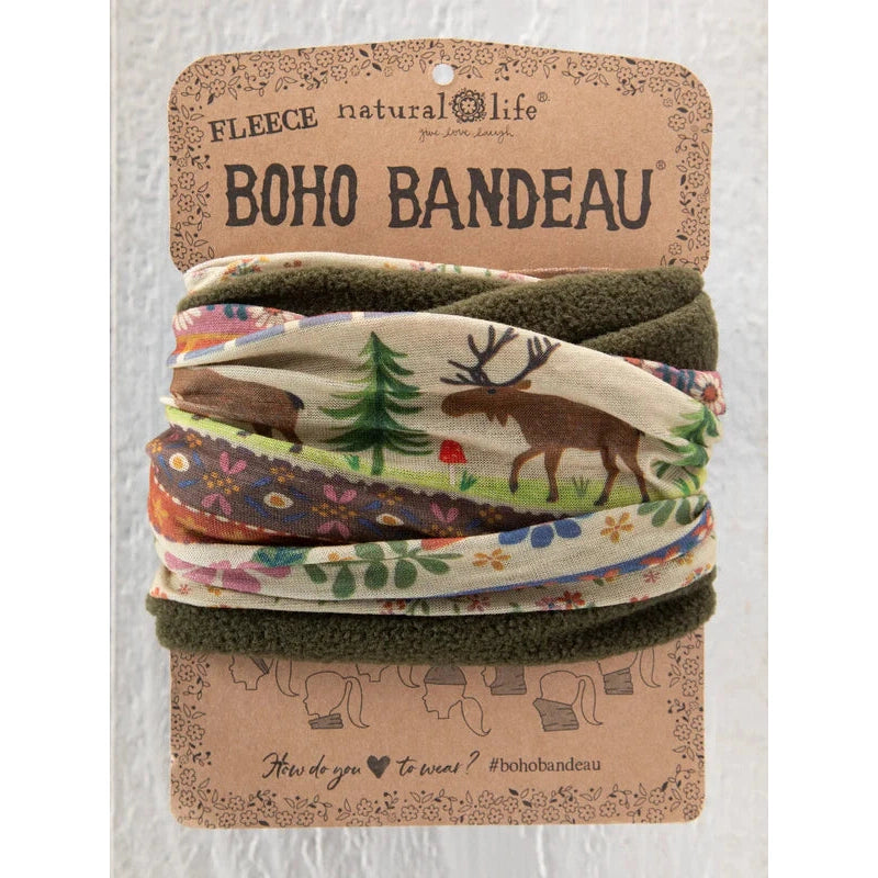 Fleece Boho Bandeau® Headband - Moose Borders