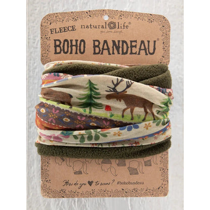Fleece Boho Bandeau® Headband - Moose Borders