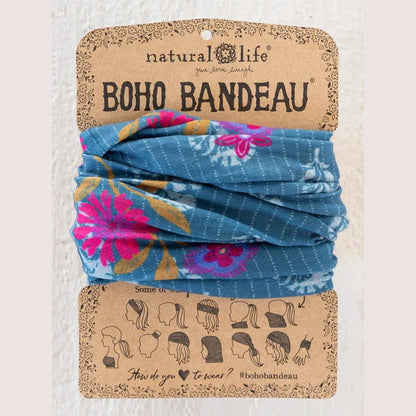 Full Boho Bandeau® Headband - Block Stamp Indigo - The Feral Market