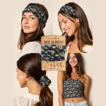 Full Boho Bandeau® Headband - Black Cluster Medallions - The Feral Market