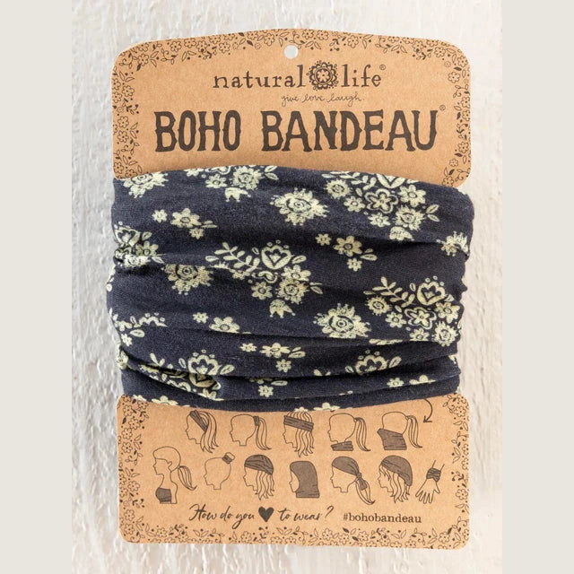 Full Boho Bandeau® Headband - Black Cluster Medallions - The Feral Market