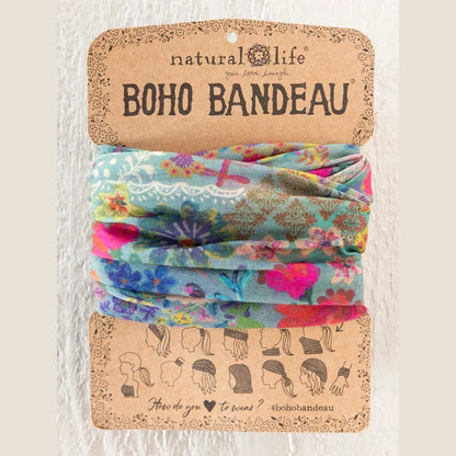 Full Boho Bandeau® Headband - Blue Garden Patchwork - The Feral Market