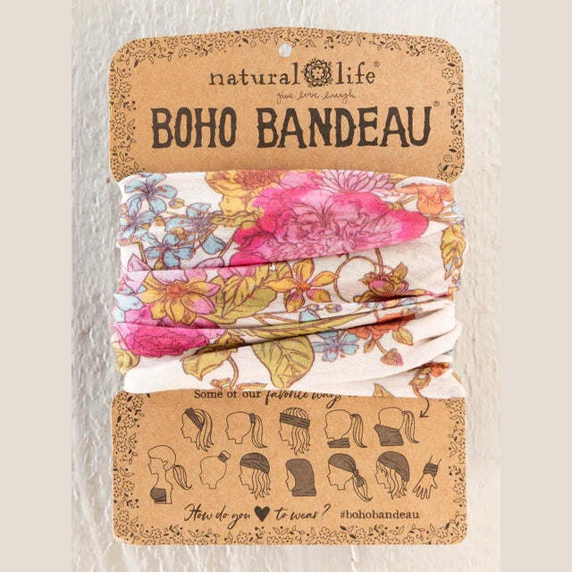 Full Boho Bandeau® Headband - English Garden Cream - The Feral Market
