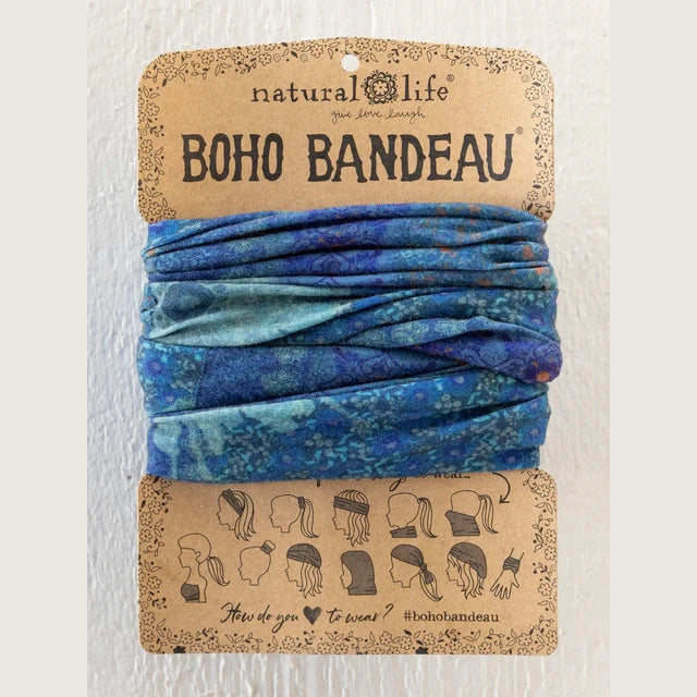 Full Boho Bandeau® Headband - Navy Patchwork - The Feral Market