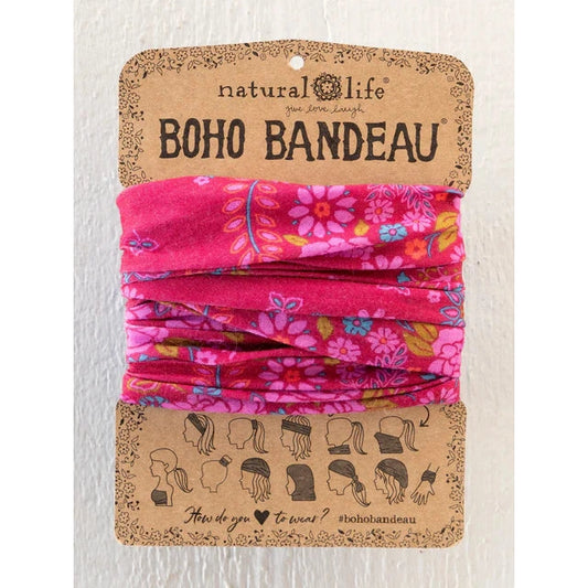 Full Boho Bandeau® Headband - Merlot Floral Bandana - The Feral Market